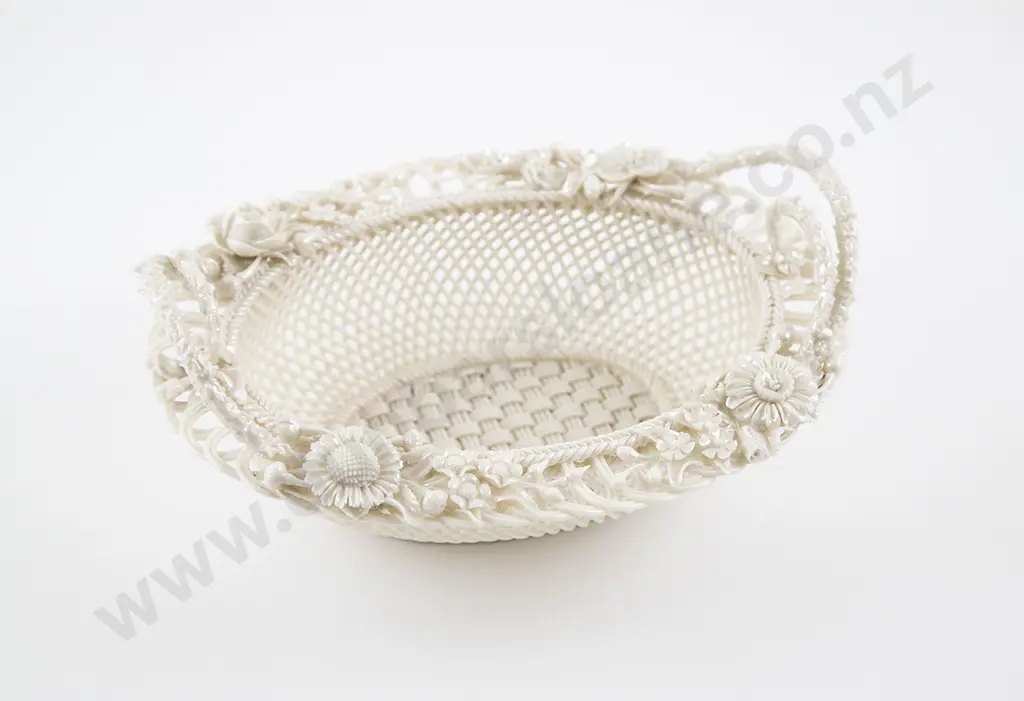 Fine Belleek Oval Two Handled Basket Image 1++