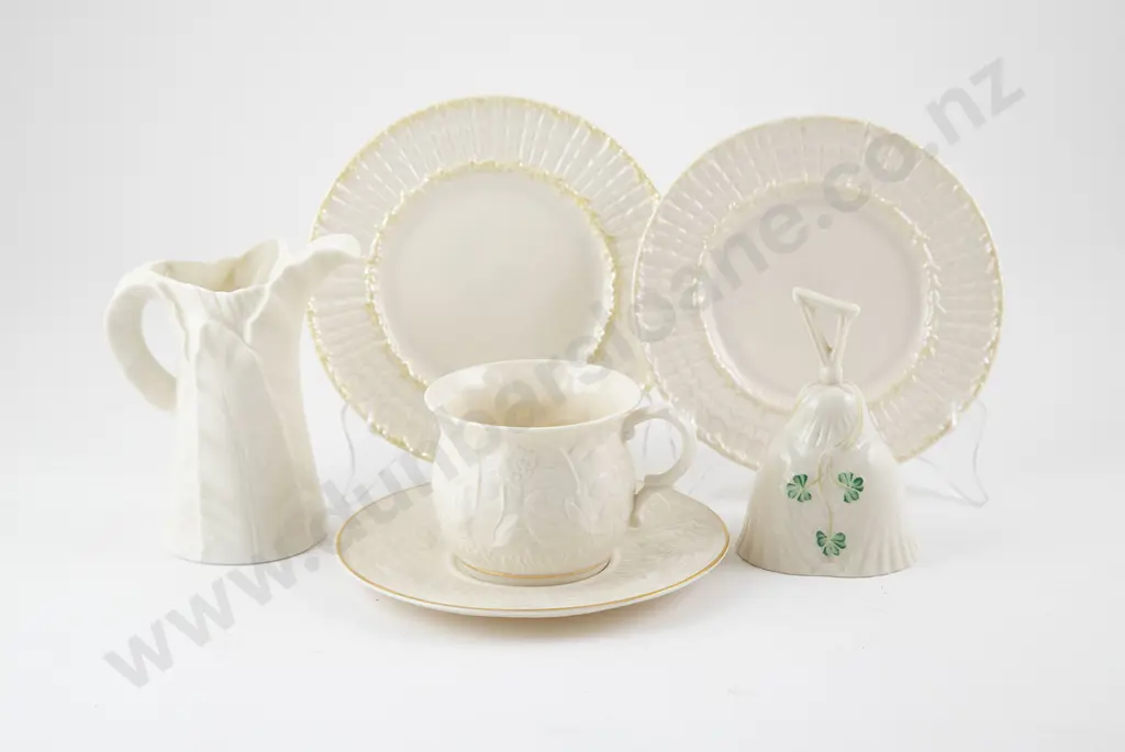 Belleek Moulded Cup & Saucer Image 1++