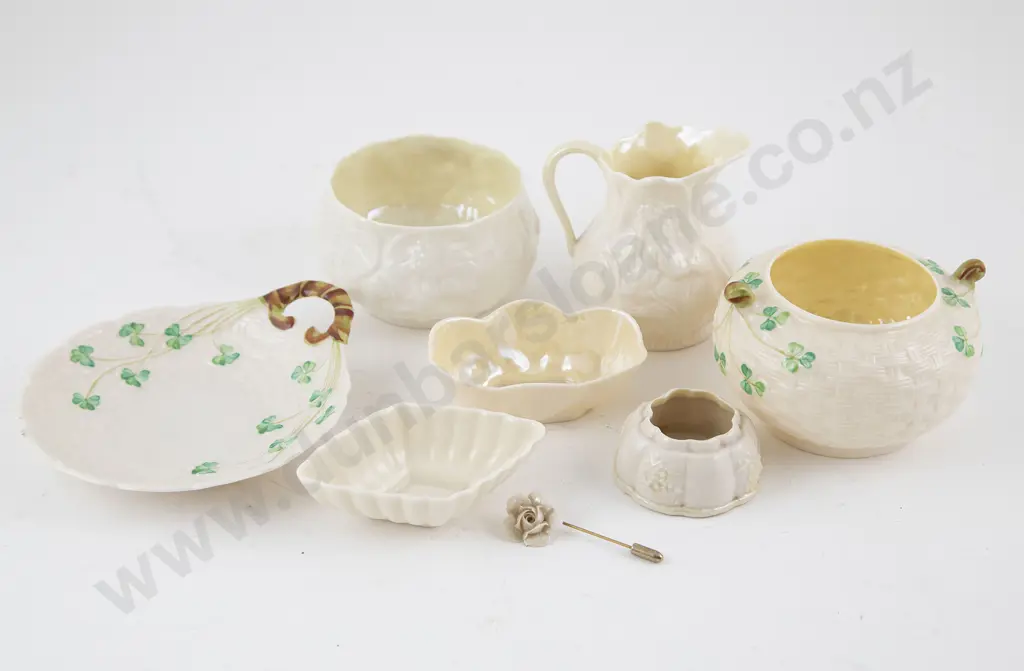 Seven Various Belleek Pieces Porcelain Image 1++