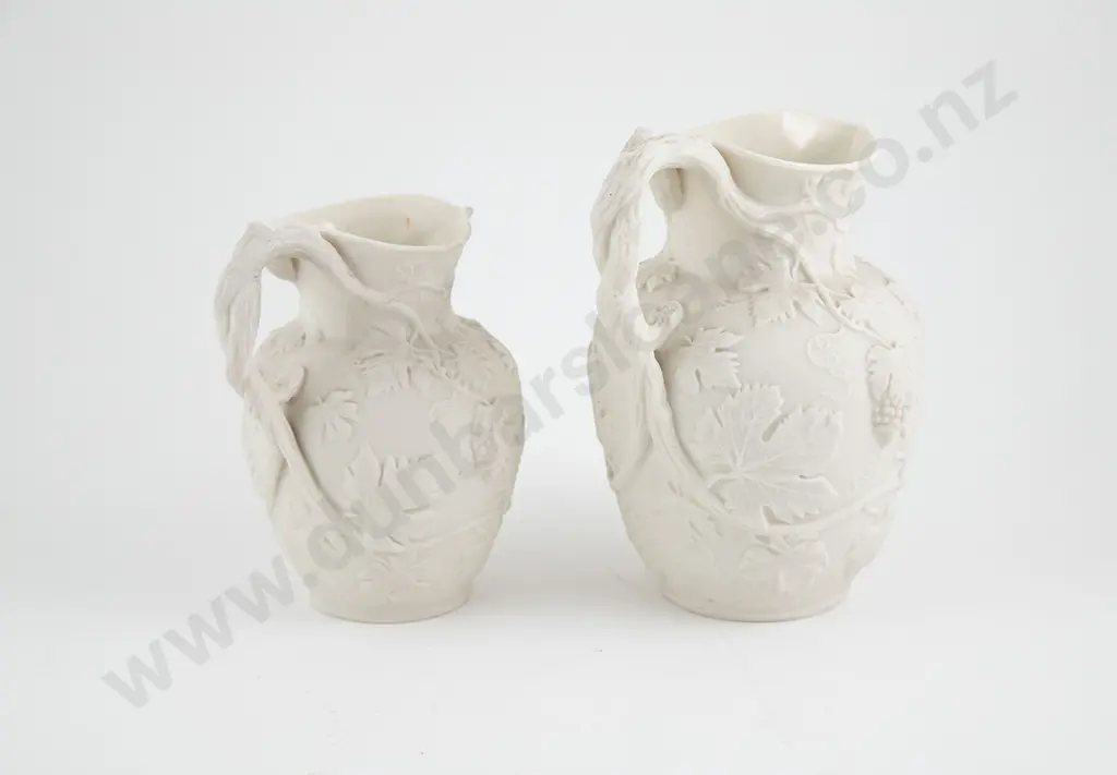 Pair C19th Copeland Parian Ware Jugs Image 1++