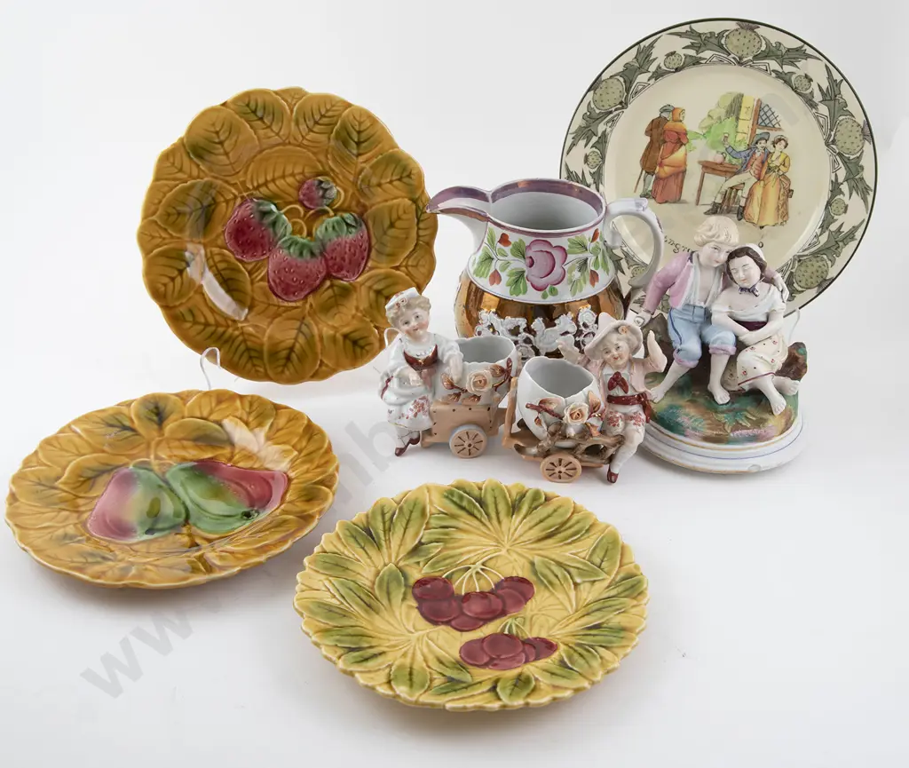 Three Sarreguimines Fruit Decorated Plates Image 1++