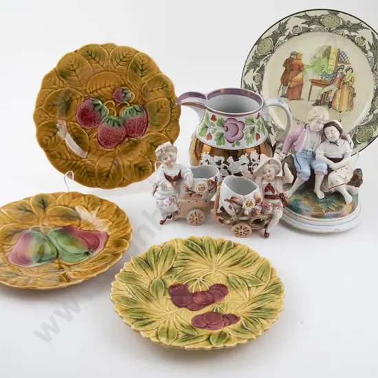 Three Sarreguimines Fruit Decorated Plates