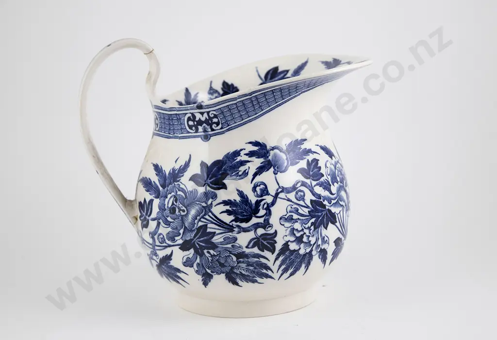 Large C18th Worcester Blue & White Jug Image 1++