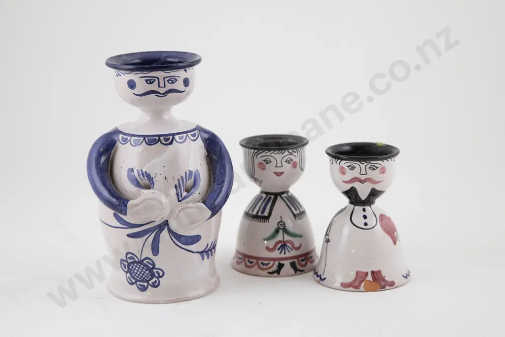 Three Norwegian Faience Novelty Candleholders Image 1++