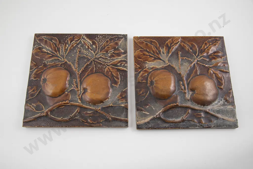Pair Minton Hollins & Co Art Nouveau Tiles Image 1++