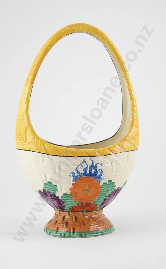 Large Clarice Cliff Bizarre "Gay Day" Pattern Basket Image 1++
