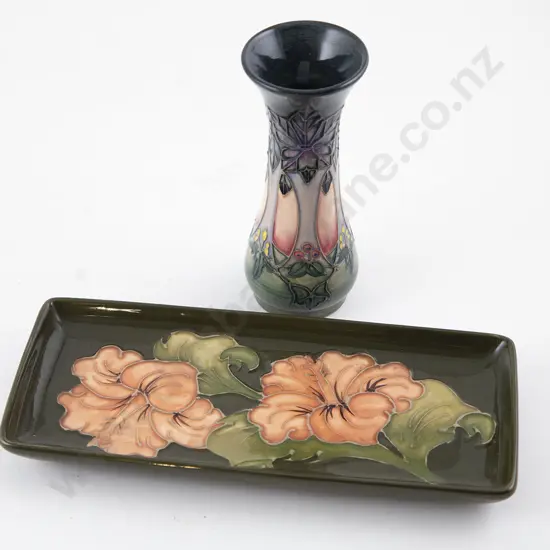 Moorcroft Oblong Hibiscus Pattern Tray