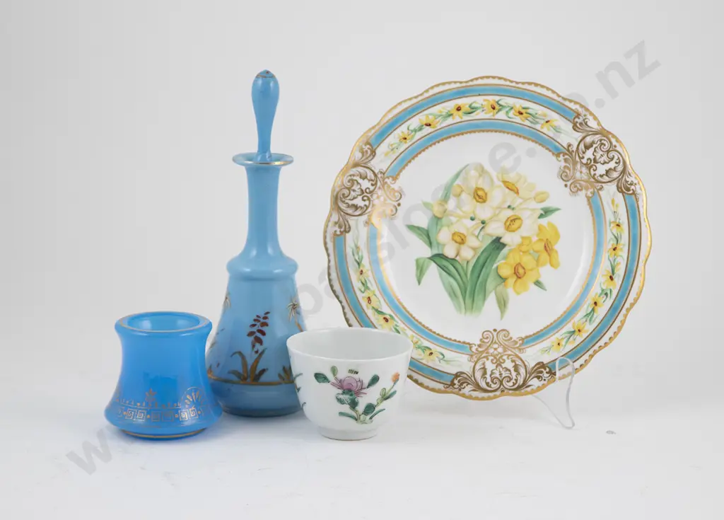 Late C19th Sky Blue Glass Scent Flask Image 1++