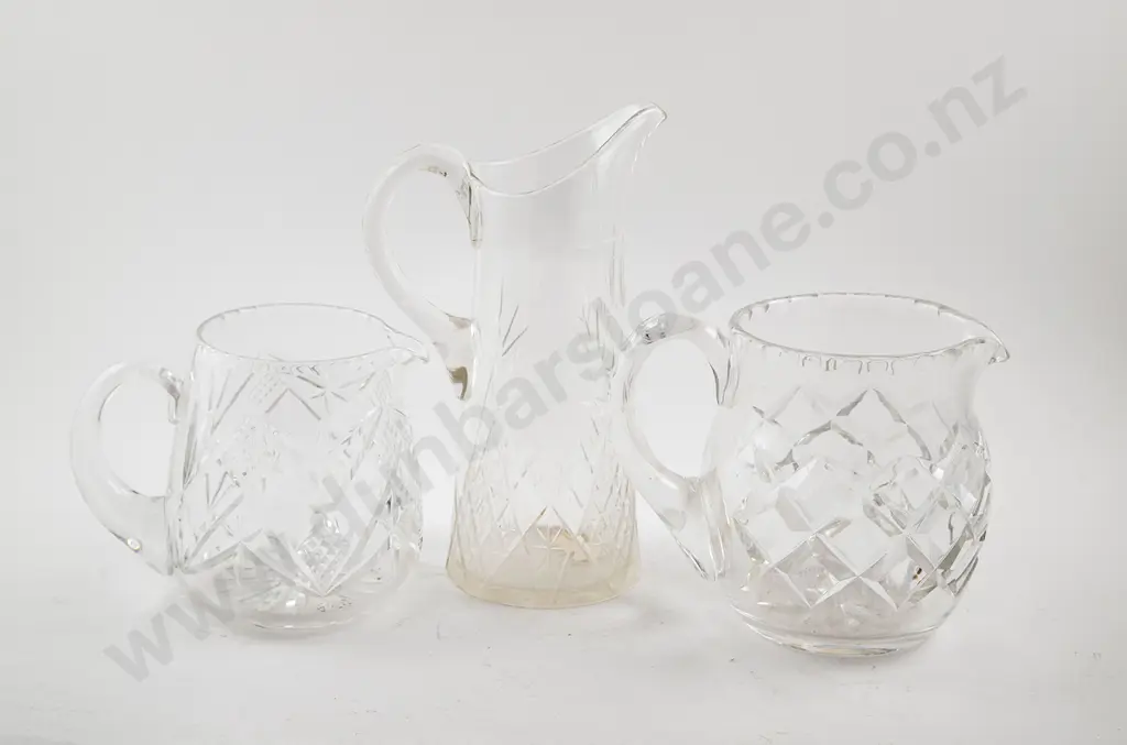 Three Various Cut Crystal Water Jugs Image 1++