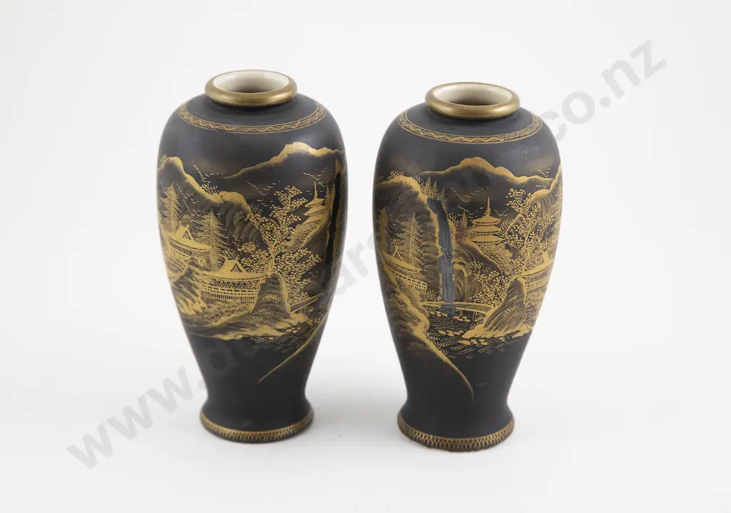 Pair Japanese Satsuma Ovoid Vases Image 1++