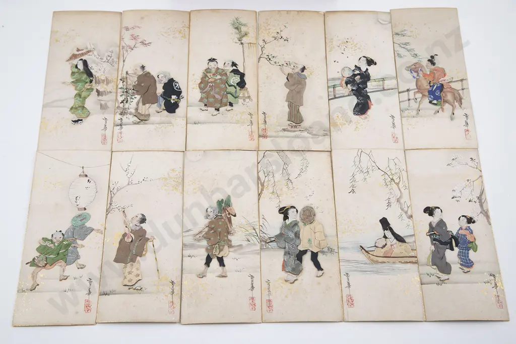 Set Twelve Japanese Picture Cards Image 1++