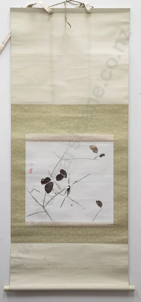 Five Various Japanese Okimono Scroll Paintings Image 1++