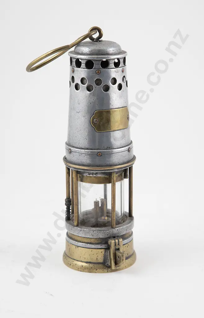 Vintage Brass & Steel Miners Lamp Image 1++