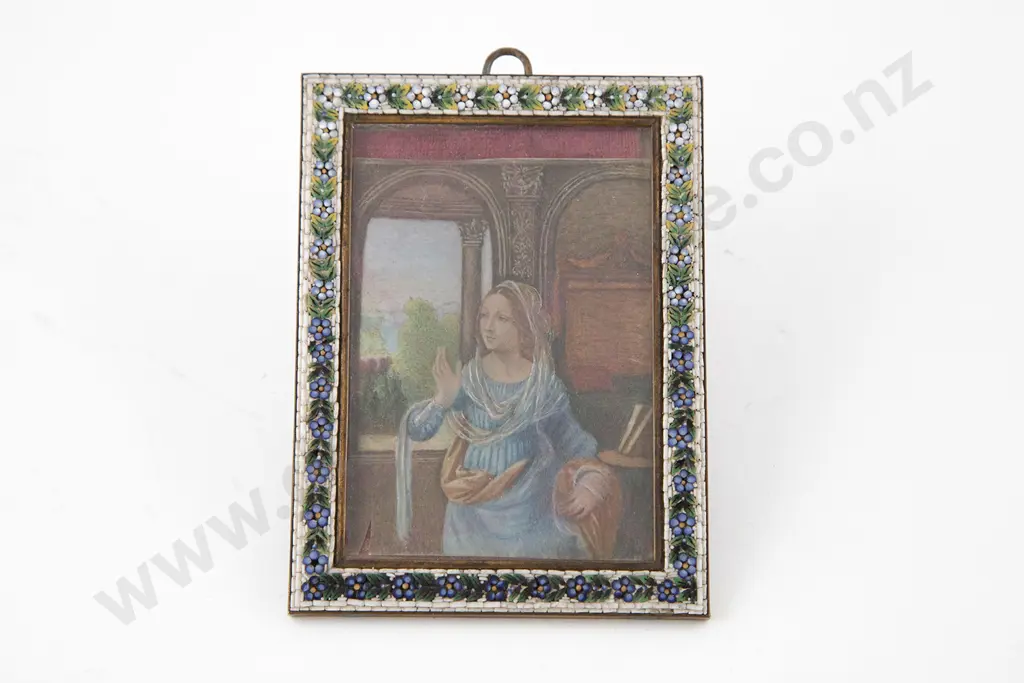 Grand Tour Micro Mosaic Floral Framed Miniature Image 1++