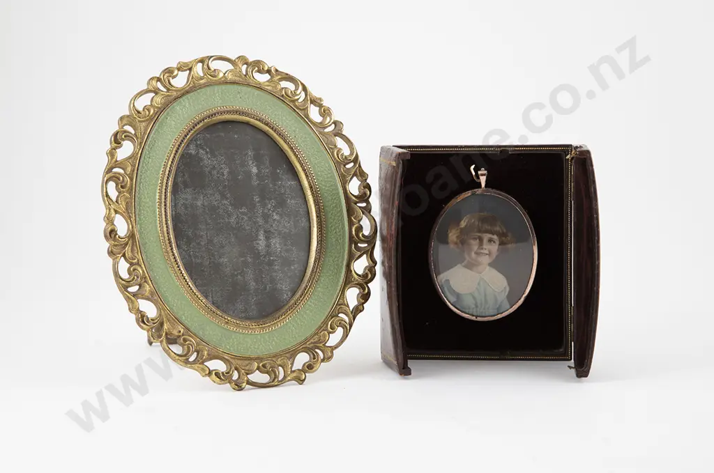 Hand Coloured Portrait Photo Miniature Of A Young Girl Image 1++