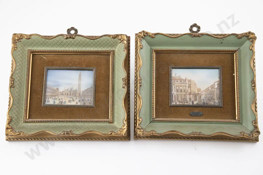 Pair Of Italian Grand Tour Style Miniatures Image 1++