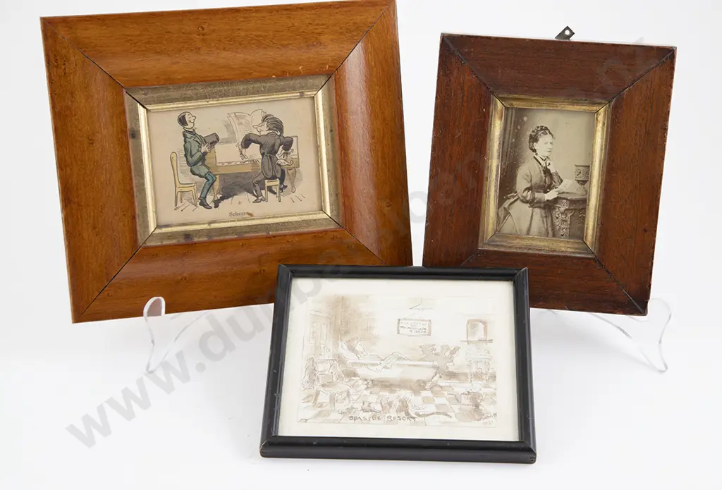 Victorian Mahogany Framed Sepia Photo Image 1++