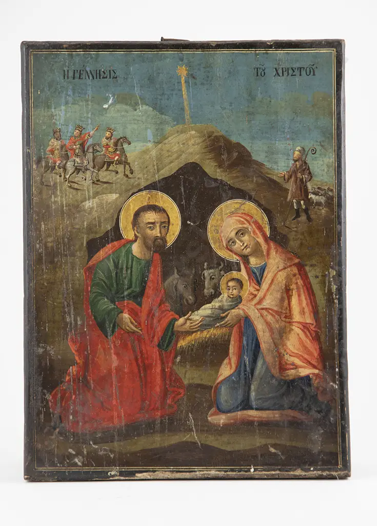 Antique Russian Icon of The Nativity Image 1++