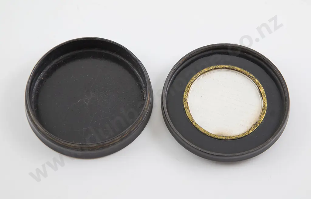 C19th Ebonised Circular Snuff Box Image 1++