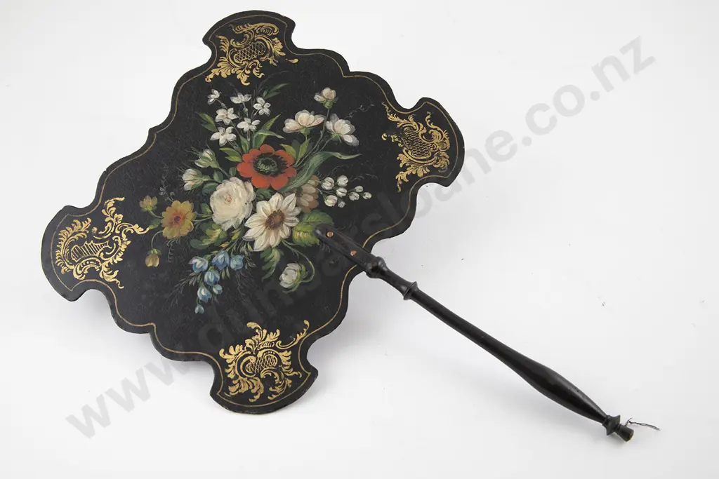 Vict Papier Mache Hand Fan Image 1++