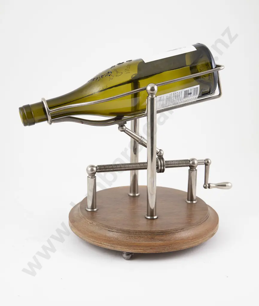 Oak & Chromed Steel Wine Bottle Pourer Image 1++