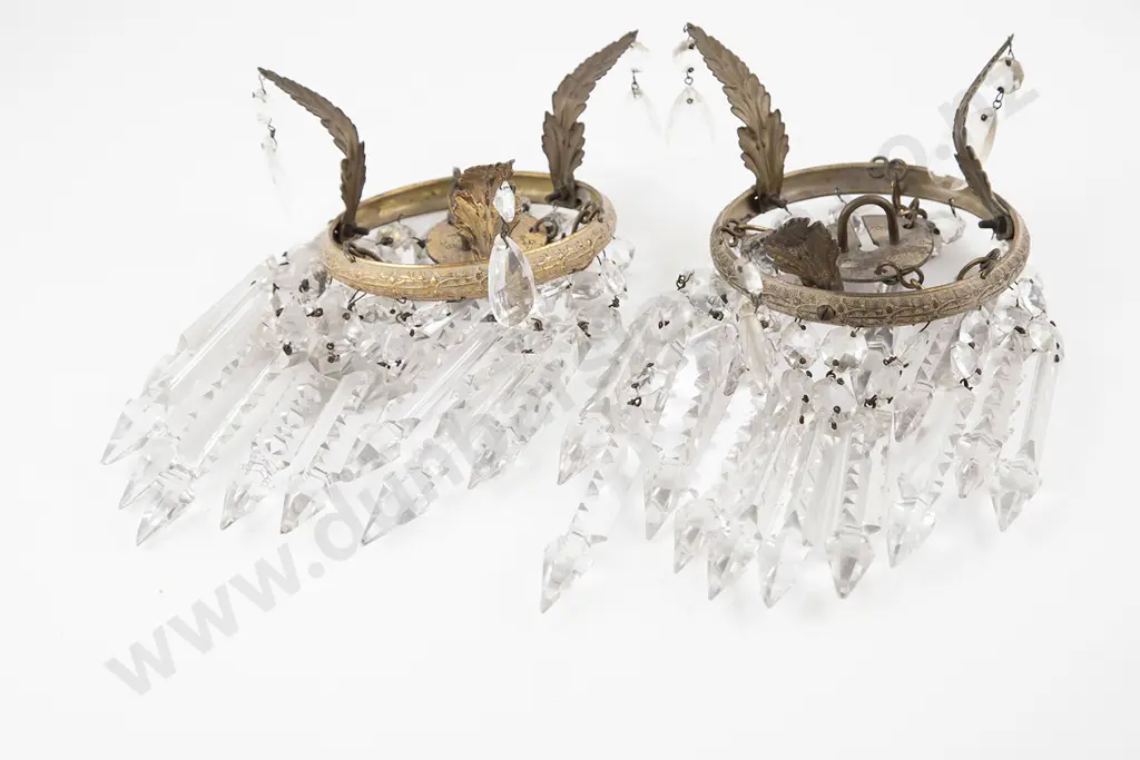 Pair Of Edwardian Gilt Metal Hanging Light Fittings Image 1++