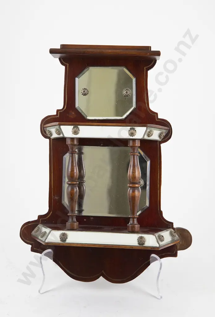 Small Edw Mahogany & Mirrored Wall Shelf Image 1++