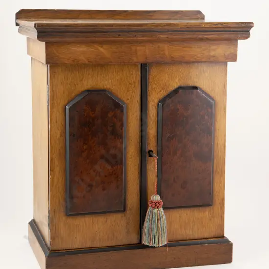 C19th Oak & Burr Totara Collectors Cabinet