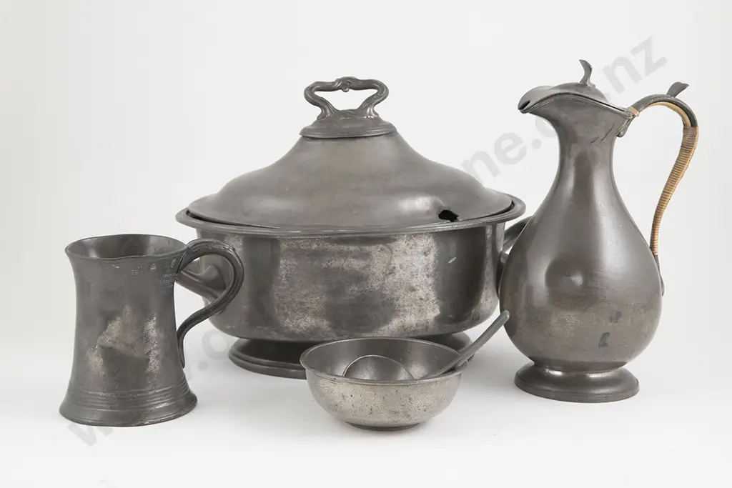 C19th Pewter Two Handled Soup Tureen by Shaw & Fisher Image 1++