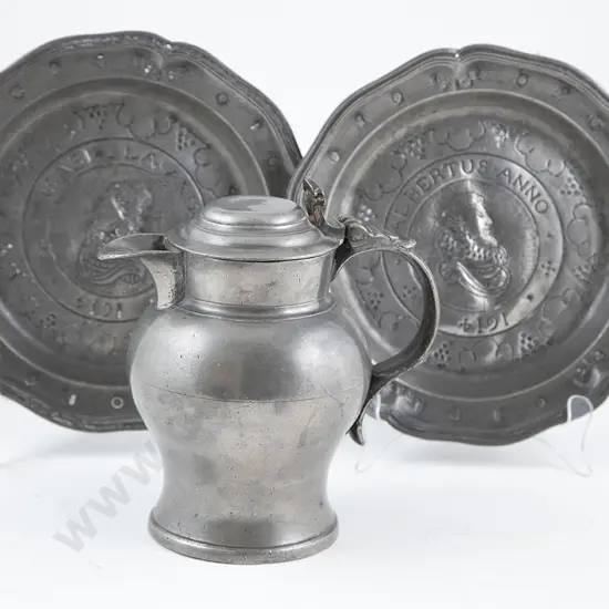 Lidded Pewter Hot Water Jug