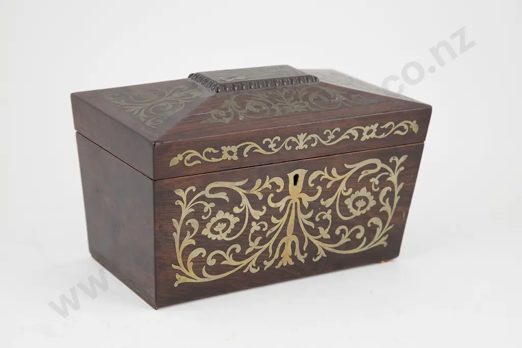 Regency Rosewood & Brass Tea Caddy Image 1++