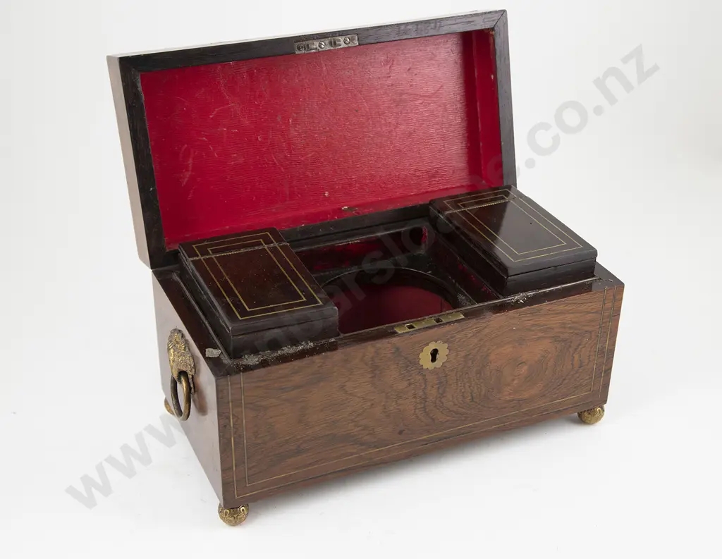 Regency Rosewood & Brass Tea Caddy Image 1++