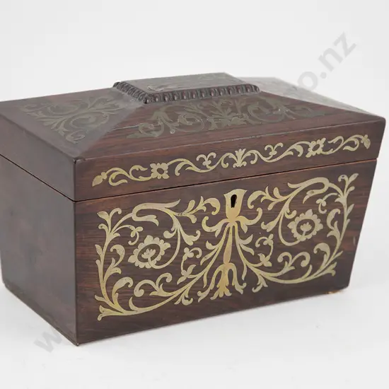 Regency Rosewood & Brass Tea Caddy