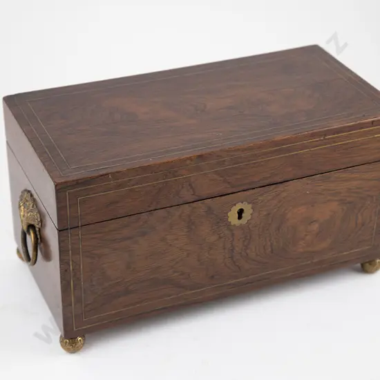 Regency Rosewood & Brass Inlaid Tea Caddy