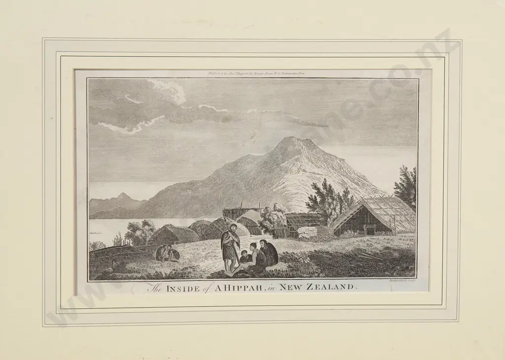 Engraving - The Inside of a Hippah in New Zealand Image 1++