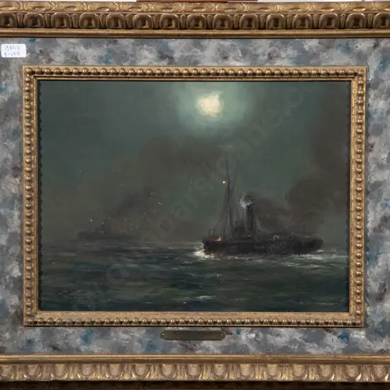 Romain Steepe (Dutch) - Boats by Moonlight