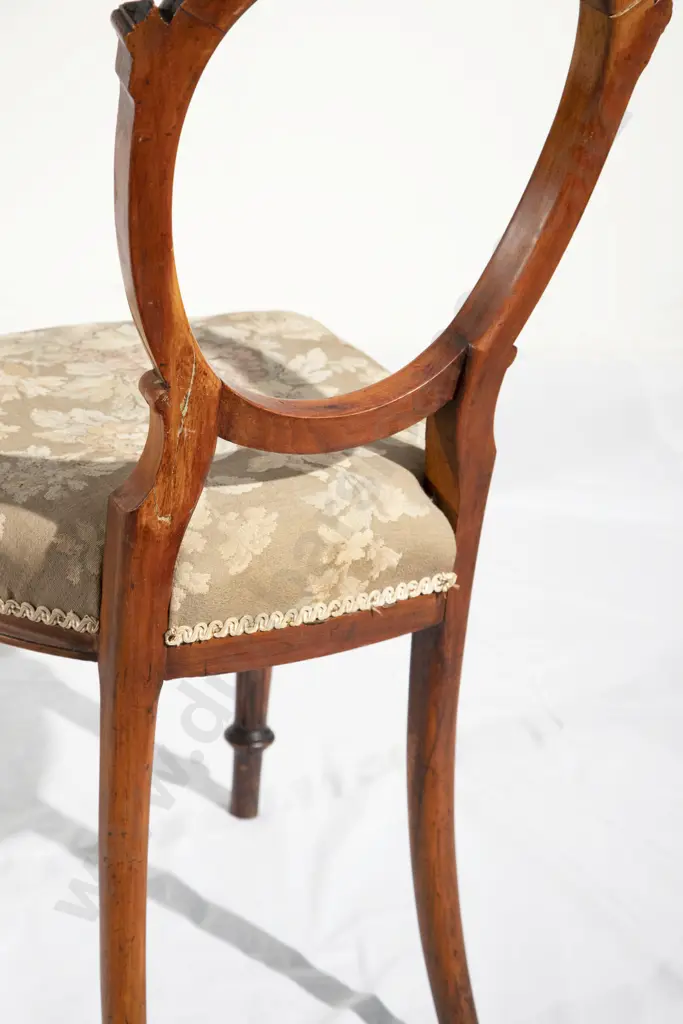 Set of Six Victorian Walnut Balloon Back Dining Chairs Image 1++