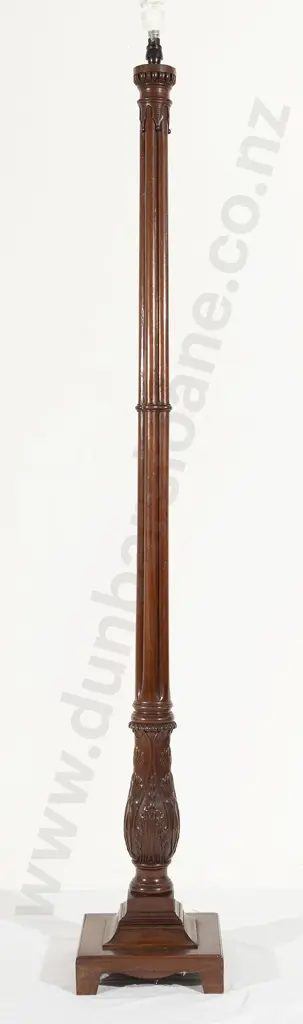 C19th Mahogany Bedpost Lamp Image 1++