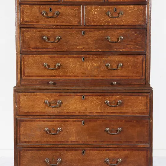Geo III Oak and Rosewood Crossbanded Chest on Chest