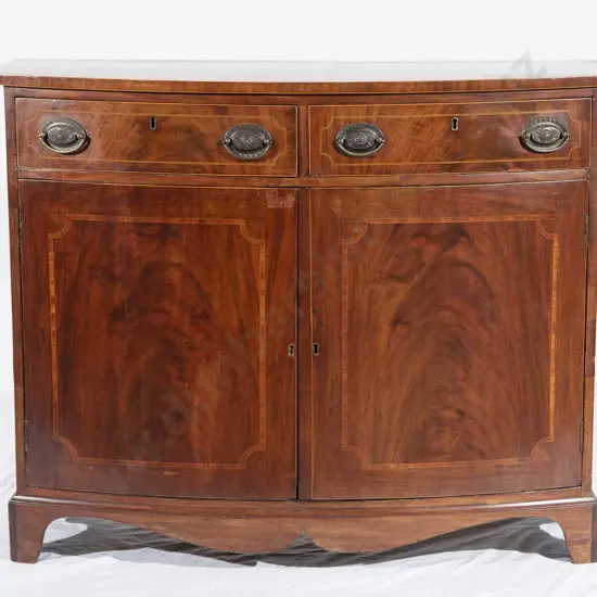 Regency Mahogany and Inlaid Bow Front Side Cabinet
