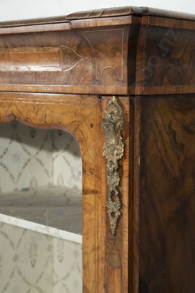Victorian Burr Walnut and Inlaid Breakfront Side Cabinet Image 1++
