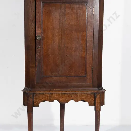 Geo III Oak Corner Cupboard on Stand