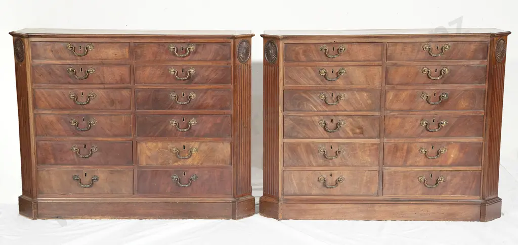 Fine Quality Pair of Geo III Style Mahogany Chests Image 1++