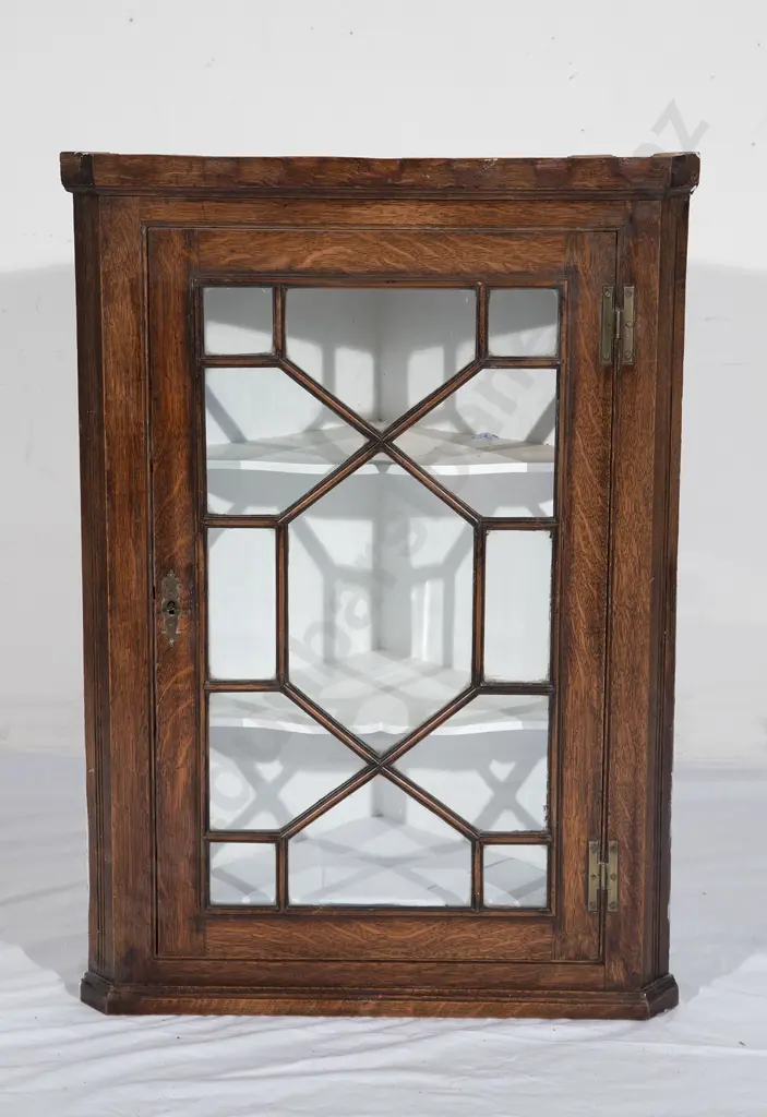 Geo III Oak Hanging Corner Cupboard Image 1++