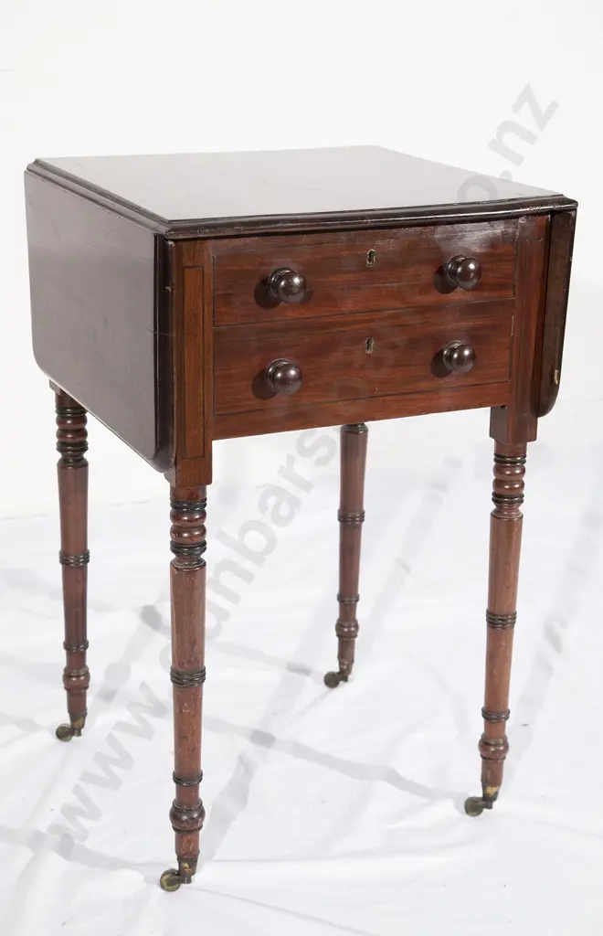 Regency Mahogany Drop Leaf Work Table Image 1++