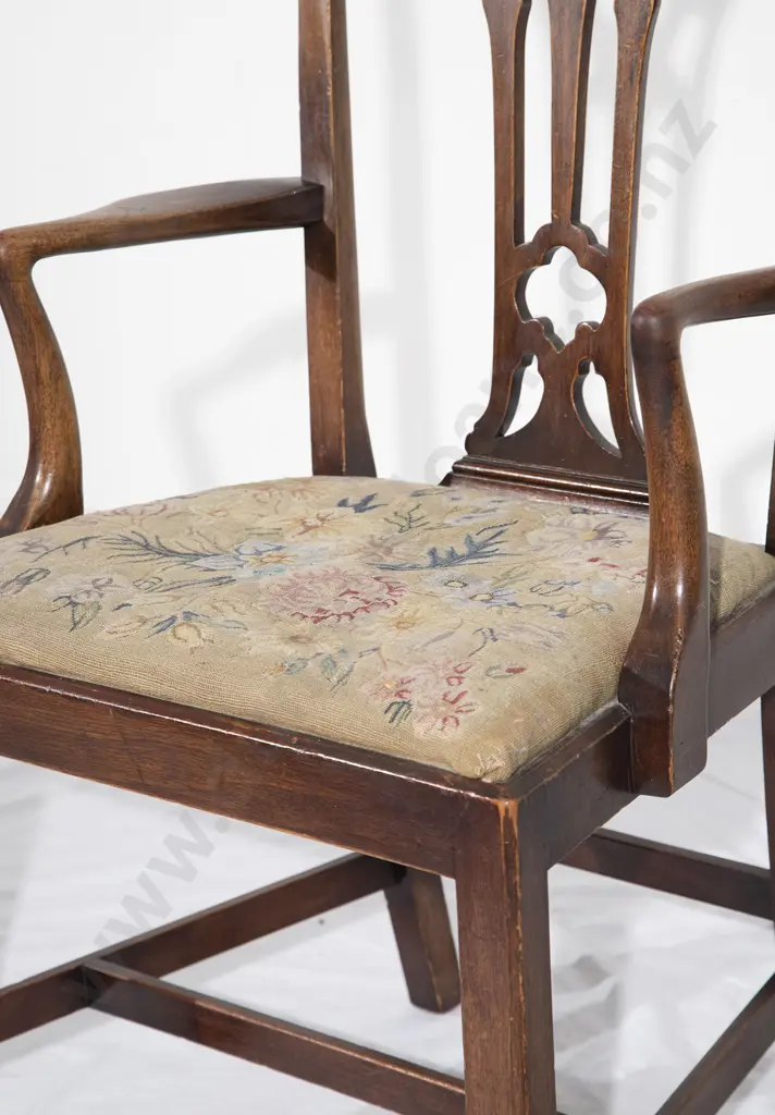 Early C20th Chippendale Style Elbow Chair Image 1++