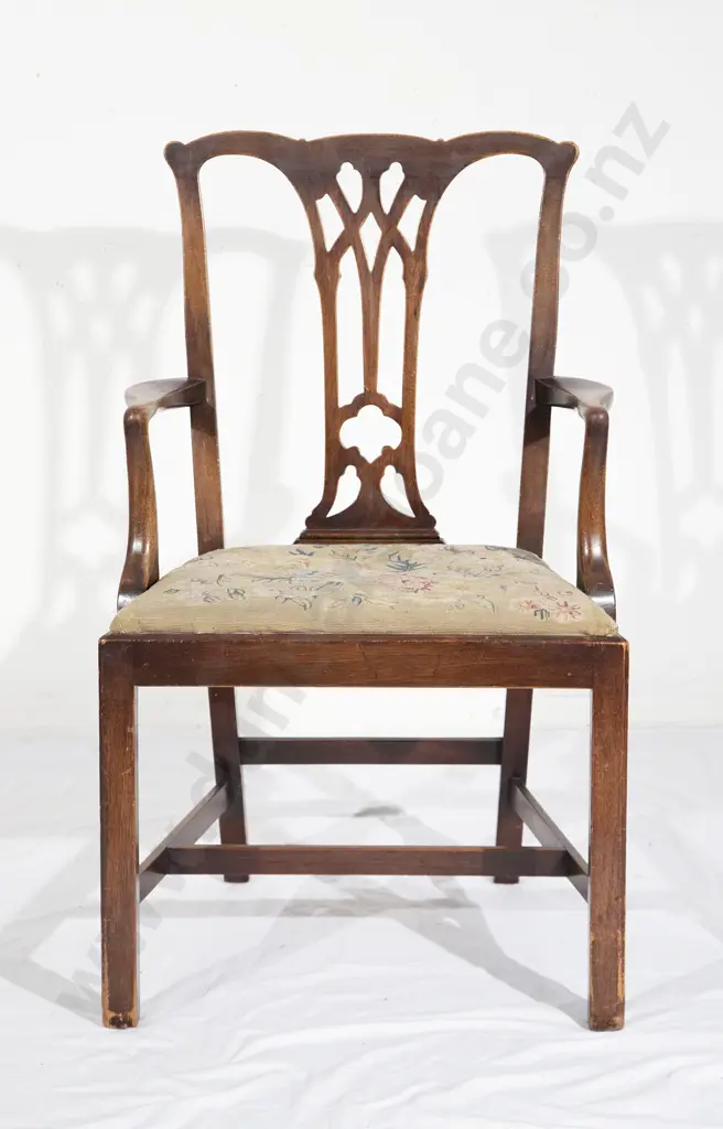 Early C20th Chippendale Style Elbow Chair Image 1++