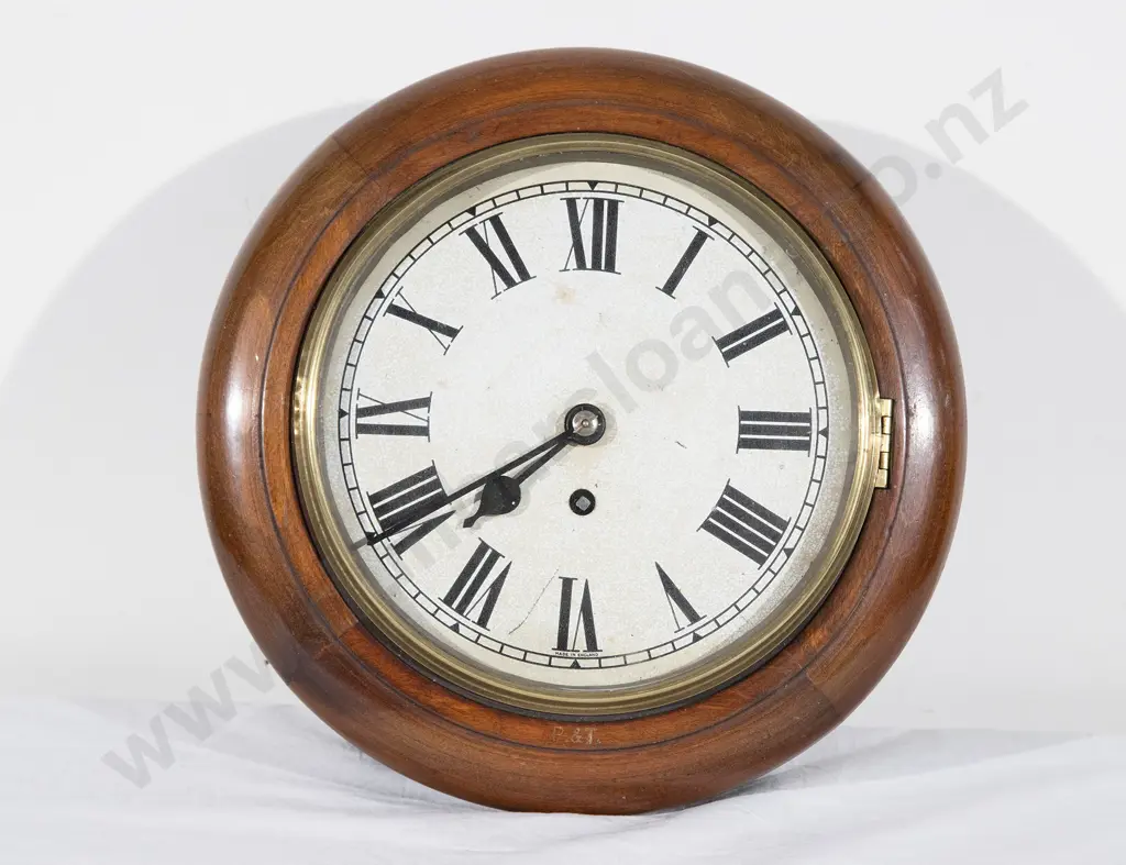 Victorian Mahogany Circular Wall Clock Image 1++