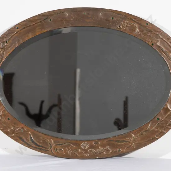 Arts & Crafts Oval Copper Framed Wall Mirror