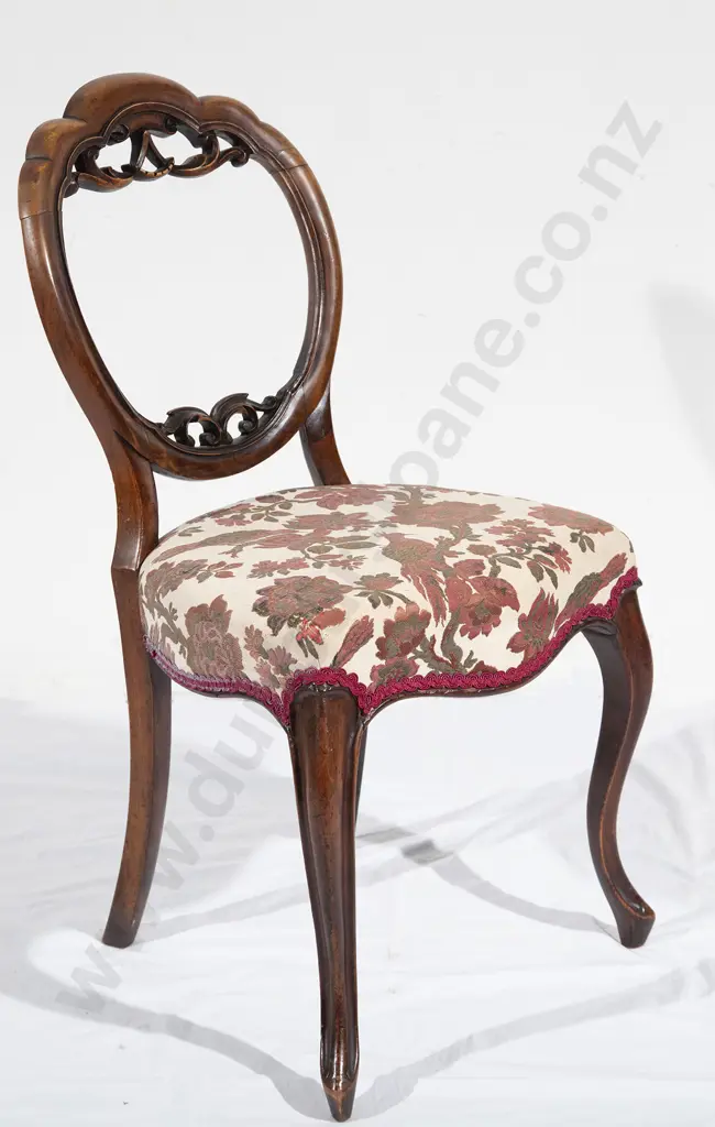 Set Six Victorian Walnut Balloon Back Dining Chairs Image 1++